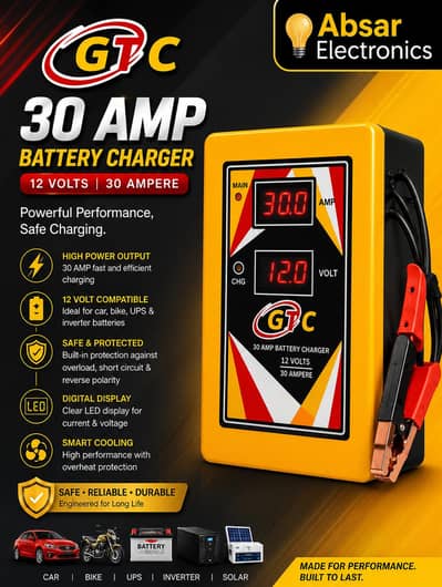 12 volt 30 Ampare battery charger delivery Available