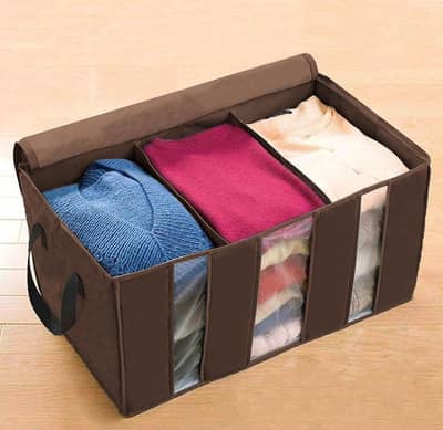 3 compartment storage box brown and grey