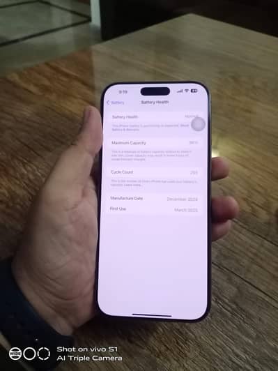 Iphone 16Pro Max mercentile offical pta 256Gb 96% battery with box