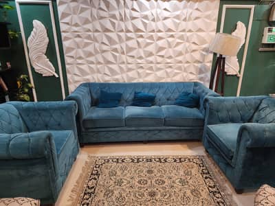 teal color sofa set 5 seater