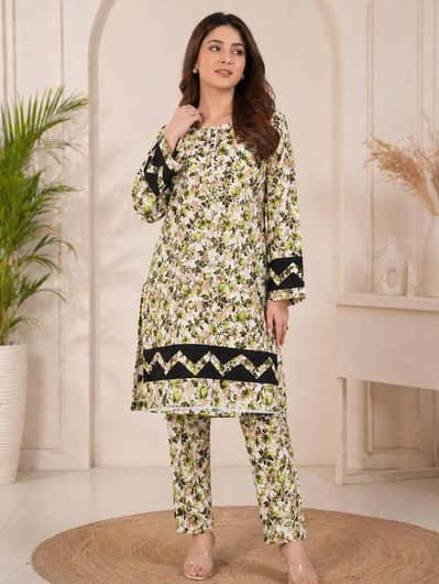 2 pcs woman digital print suit