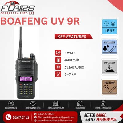 Baofeng UV-9R Waterproof Dual Band Walkie Talkie – Long Range Radio