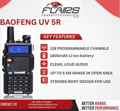 Baofeng BF-5R Dual Band Walkie Talkie – Long Range Two-Way Radio  Prod
