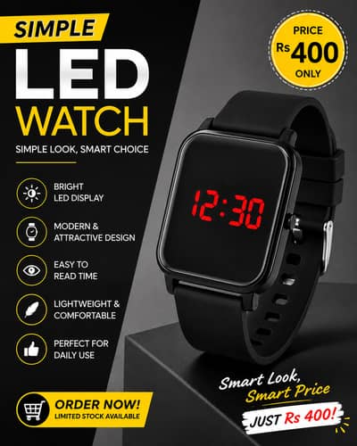 Stylish LED Watch for Sale | Rs 400