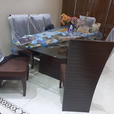 pure dayyar wood dining table and 8 chairs