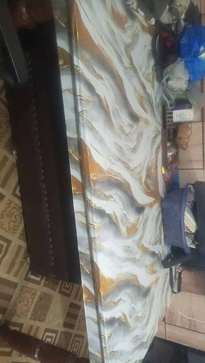 Big size dinning table with 4chair pure wooden Polish 1 chair damage