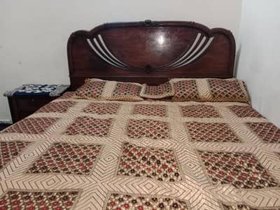 Double Bed with side tables[ Pure Sheesham] Without mattress