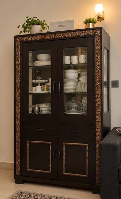 Solid Wood Crockery Cabinet / Display Cabinet – Excellent Condition