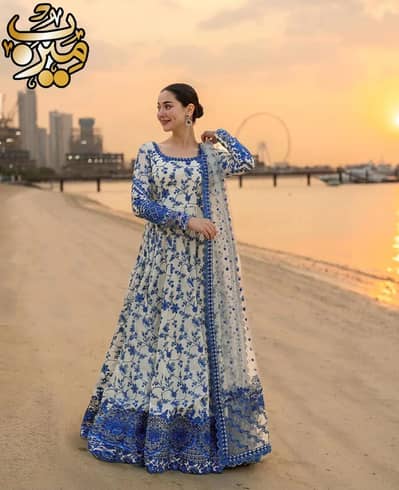 3 Pcs Women's Stitched Arabic Lawn Printed Maxi Suit for Wedding