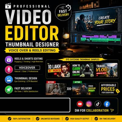 Professional Video Editor & Thumbnail Maker | YT, TikTok, Reels
