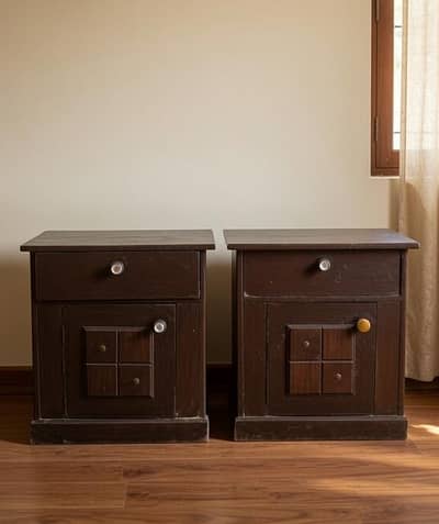 wooden side table pair