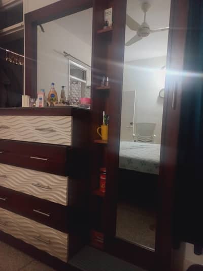 Wooden bedroom set with side tables