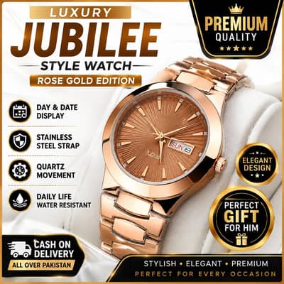 Luxury jubilee style Rose Gold Men watch