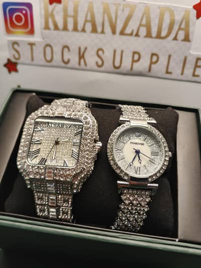 couple Watch the luxury silver with amazing shining
