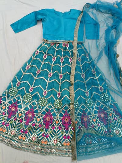 Sea Green Net Lehenga Choli with Dupatta – Fully Embellished