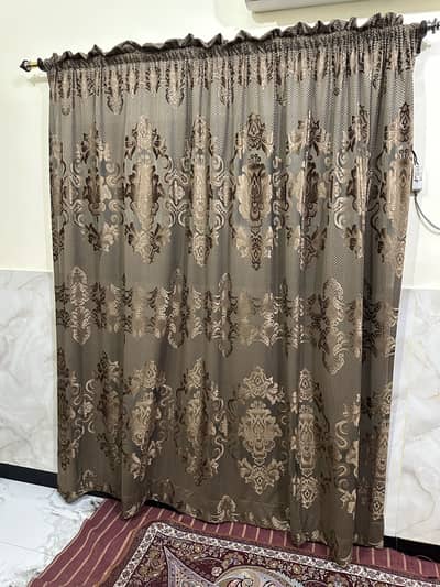 New 2 Premium Custom-Made Brown Damask Curtains - 7.5 ft Long