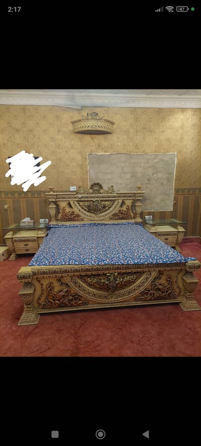 Solid deco bridal wooden bed set. . .