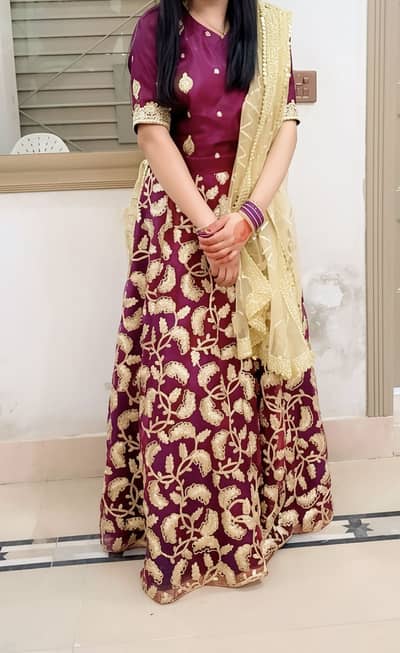 Purple lehnga cholli