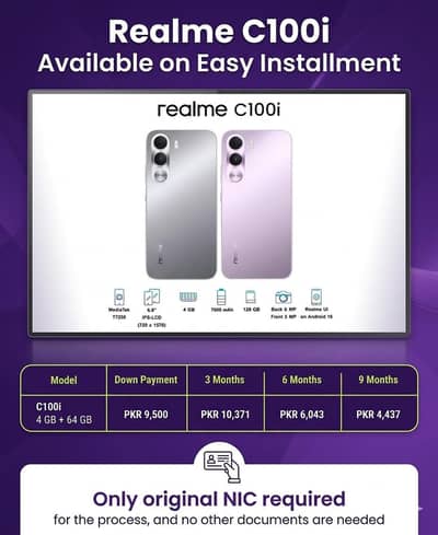Realme C100i ( installment per available hai)