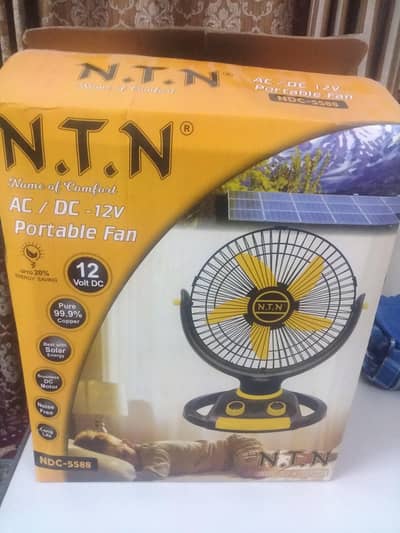 Portable Fan NTN AC/DC-12V best with solar energy