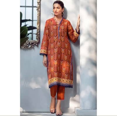 Original Gul Ahmed 2 Pcs Unstitched Lawn Suit Maroon