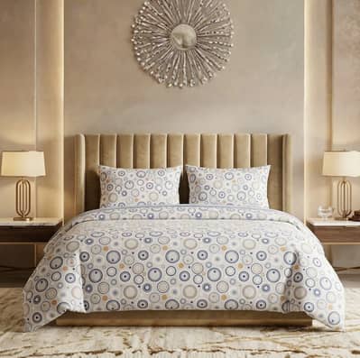 uxury King Size 3 Pcs Bedding Set White - Brand New