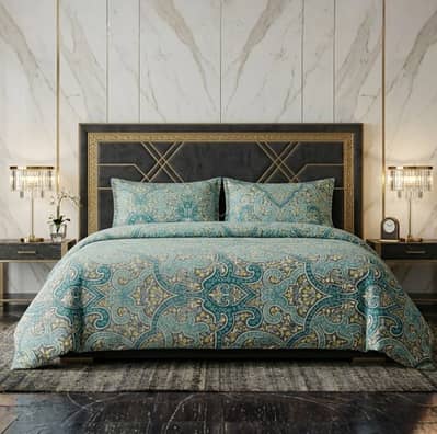 Luxury King Size 3 Pcs Bedding Set Deep Aqua