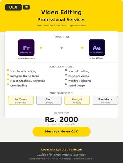 Professional Video Editing Service — Available Now!