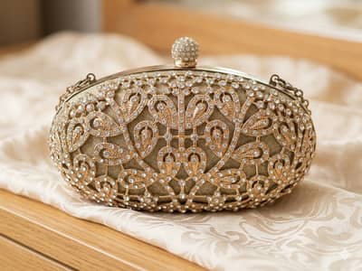 Golden Latest Stylo Bridal Clutch For Women