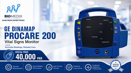 GE Dinamap ProCare 200 Vital Signs Monitor –(BP, Pulse, Temp)