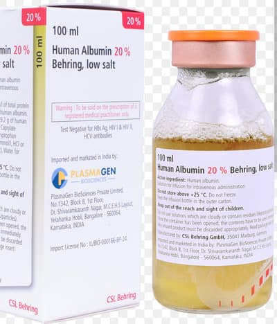 human albumin 20 behring low salt 100ml