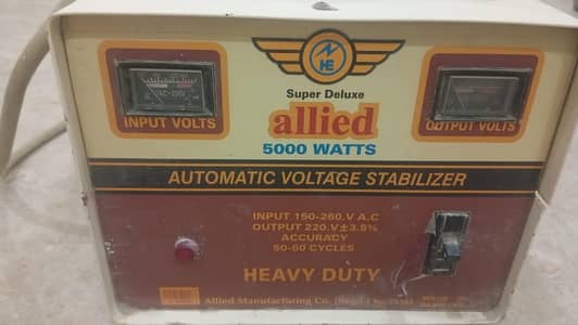 Allied 5000 Watts automatic voltage stabilizer - 100% Copper