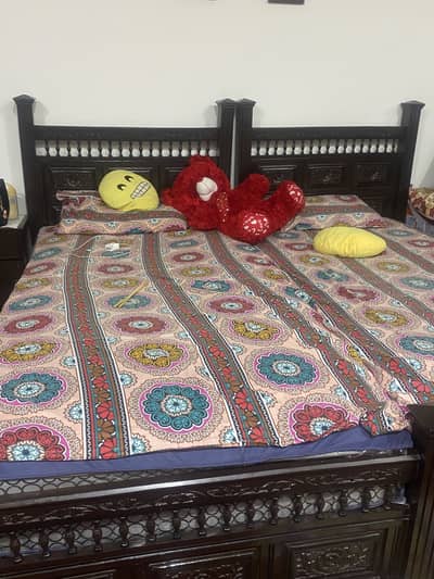 2 Single Beds + Dressing Table | Solid Wood | 2 Months Used