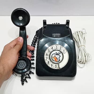 Vintage 1970s Black Rotary Dial Telephone | Made in England