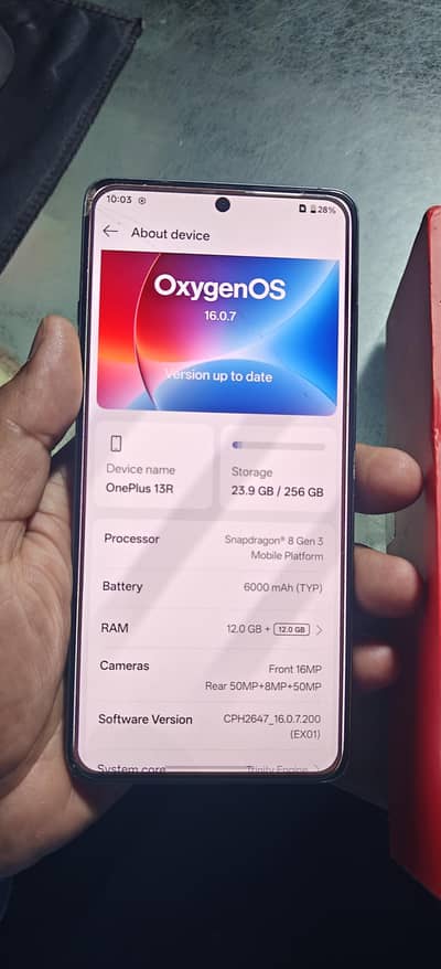 One Plus 13R 12+12+256gb box chgar Sath ha