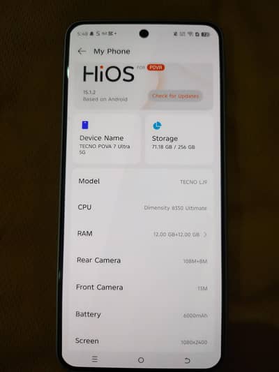 Tecno Other Model Tecno pova 7 ultra 5G 12gb 256gb geming phone