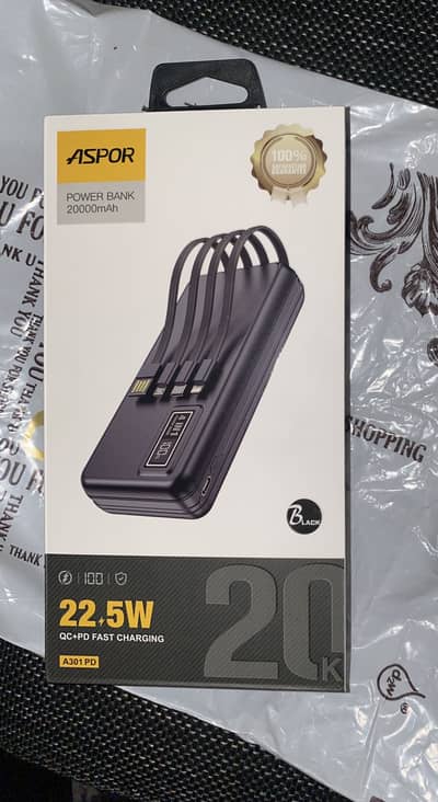 Aspor power bank 20000 mAh battery, “NEW”