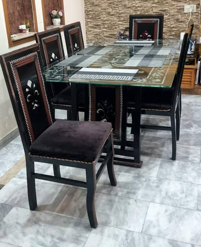 Glass Dining Table 6 Chairs | 03014678036