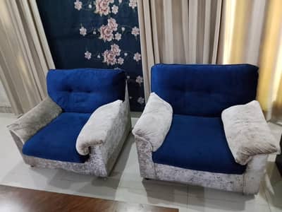 Beautiful Blue Sofa Set 5 Seater – 3+1+1 Sofa