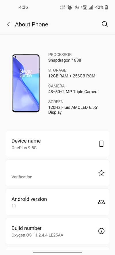 One Plus 9 5G 12/256