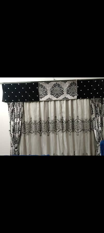 Stylish Black & White Embroidered Curtains"۔