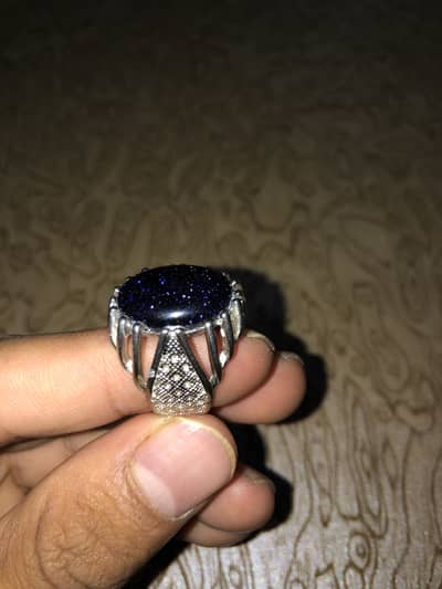 Mens original blue sang sitara stone ring
