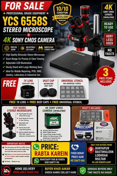 YCS 6558s Microscope + Camera 4k and free 7x lens