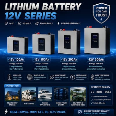 Lithium Battery 12V 100Ah | 150Ah | 200Ah | 300Ah | LiFePO4