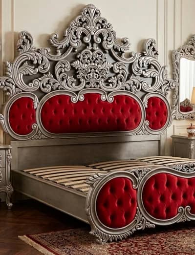 Double wooden  Bedset with with 2 sofa and mattress