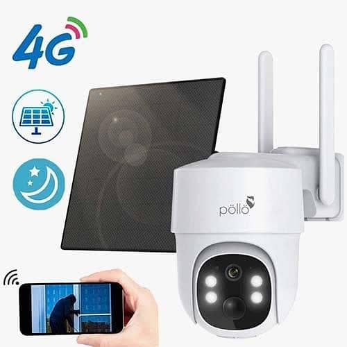 Pollo PLC-HS304-TB-4G 3G/4G LTE Cellular Guardian Shield Pro 3MP Solar-Powered Smart Wi-Fi PTZ Security Camera