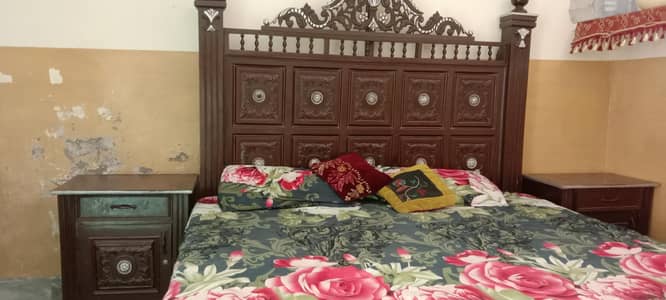 king size bed two side table without mattress