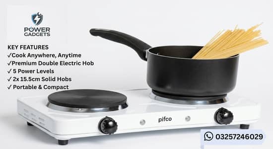 Portable Double Electric Hob (Pifco) for Kitchen, Office & Rooms
