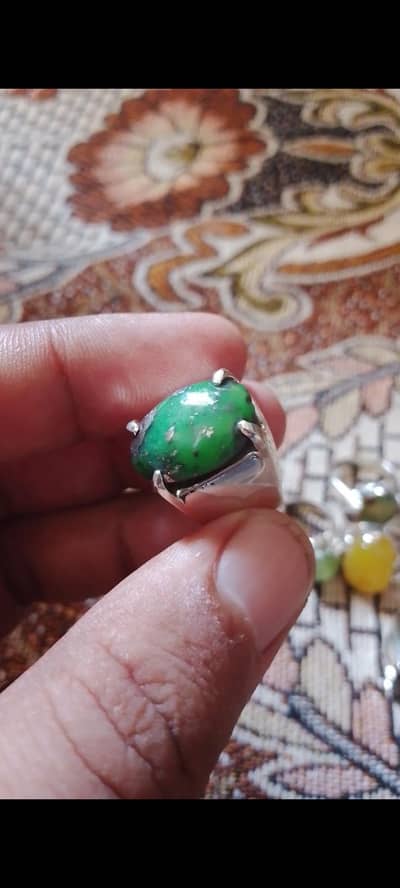 Hussaini Rich Green Feroza with hand made beautiful Sterling Silver