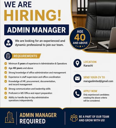 ADMIN MANAGER REQUIRED